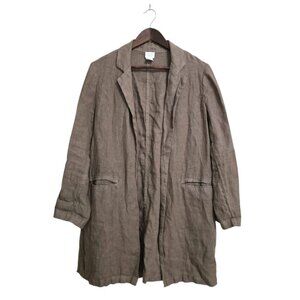 Sigrid Olsen Brown Linen Minimalist Lagenlook Duster Coat Sz S